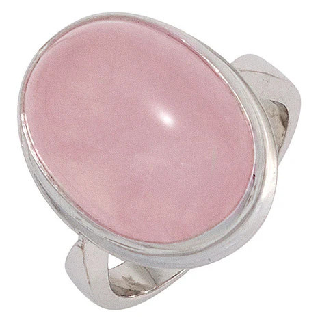 Colfem Ring 925 Sterling Silber, rhodiniert, Rosenquarz, rosa, Damen, Ringgröße 50 - Bild 1