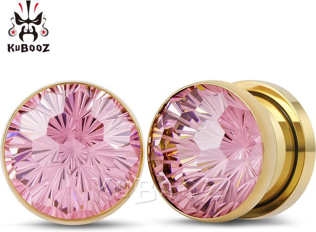 KUBOOZ Ohrstöpsel Edelstahl, rosa Kristall, Unisex - Bild 1