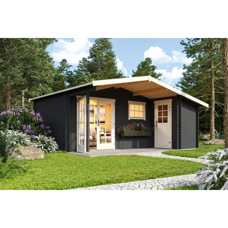 Lasita Gartenhaus Little Rock Maja mit Satteldach in Carbongrau B/H/T: 558,7 x 245,1 x 480 cm - Bild 2