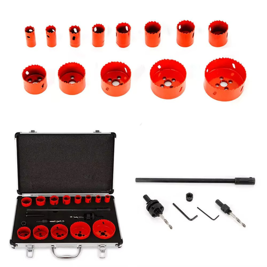 17-teiliges Lochsägen-Set aus HSS Bi-Metall mit Koffer, Durchmesser 19-76 mm, Farbe Rot - Bild 2
