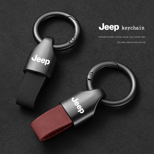 Jeep Autoschlüsselanhänger, Zinklegierung, Leder, Damen & Herren - Bild 1