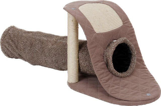 Heim Kratzbaum Slurry Braun mit Spieltunnel und Höhle aus Polyester B/T/H: 55 x 35 x 43 cm - Bild 1
