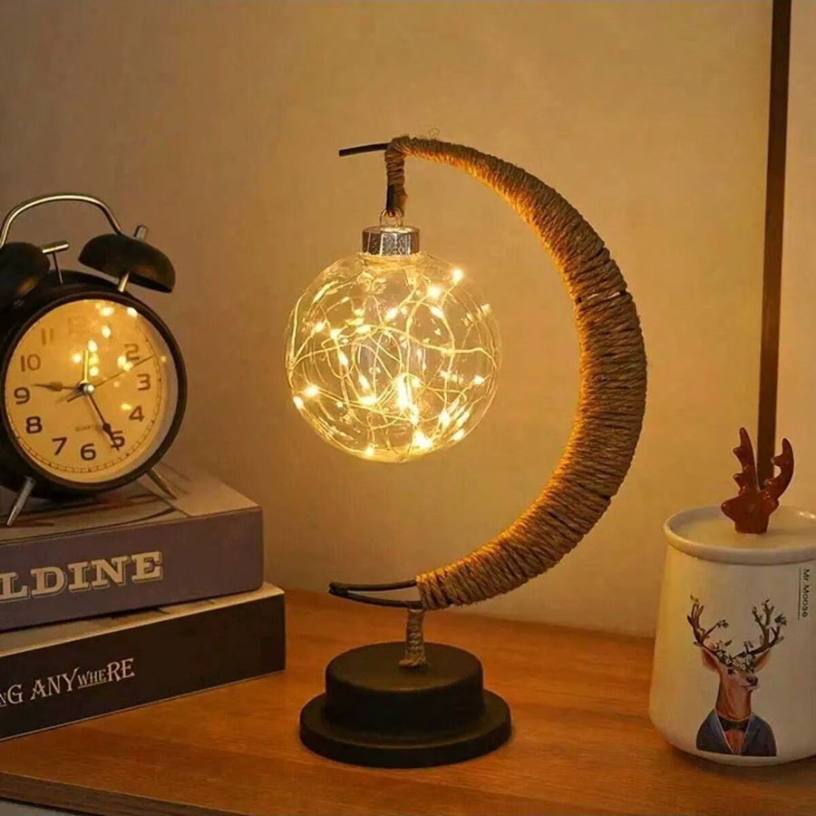 Peach Forest Ramadan Tischlampe Goldener Mond Dekorative Nachtleuchte in Gold/Messing mit warmweißem Licht und Batteriebetrieb - Bild 1