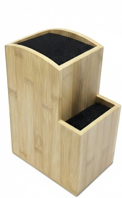 Relaxdays Messerblock aus Bambus in Natur und Schwarz, B/T/H: 25,5 x 11,5 x 18 cm - Bild 1