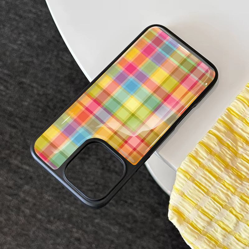 AIR PLUS Korean Style Gitter Handyhülle mit Anti-Drop-Schutz für iPhone 11 bis iPhone 17 Pro Max in Mehrfarbig - Bild 2