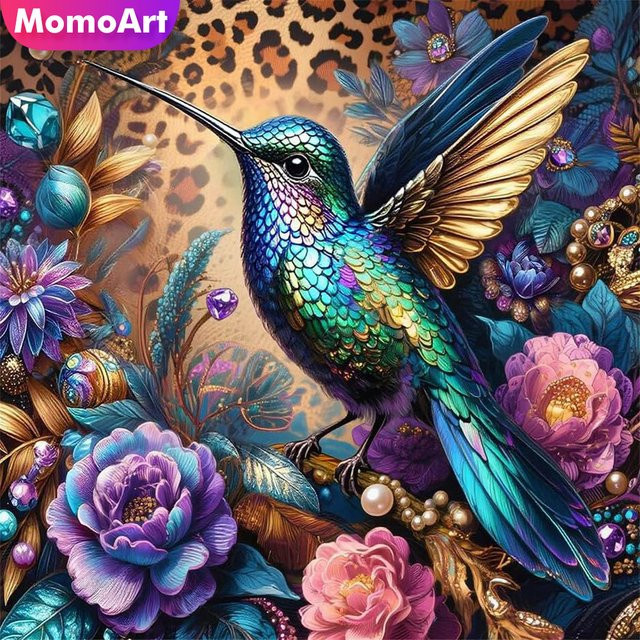 Momoart Diamant-Stickerei Set mit Vogel und Blumen Motiv in Multicolour, Acryl DIY Bastelset für den Tisch - Bild 1