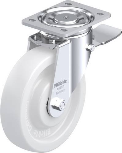Blickle Lenkrolle 11825 LH-SPO 200K-ST mit Feststeller, verzinkt, weiß, Rad-Durchmesser: 20 cm, Tragfähigkeit: 900 kg - Bild 1