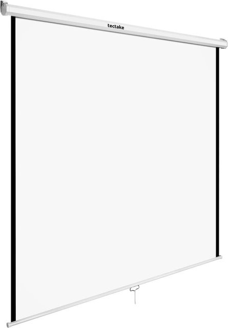 tectake Beamer-Leinwand ausziehbar für Wand- und Deckenmontage, Doppelschicht-Gewebetuch, faltenfrei, Weiß, B/H: 178 x 178 cm, T: 7 cm - Bild 2