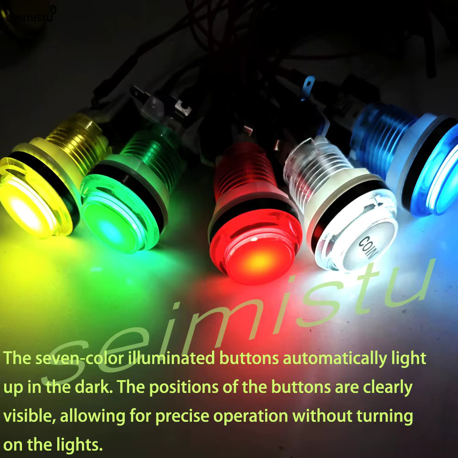Seimistu DIY Arcade Kit für 2 Spieler mit LED Push Buttons und Joystick, USB Encoder für PC und Raspberry Pi, Multicolor - Bild 4