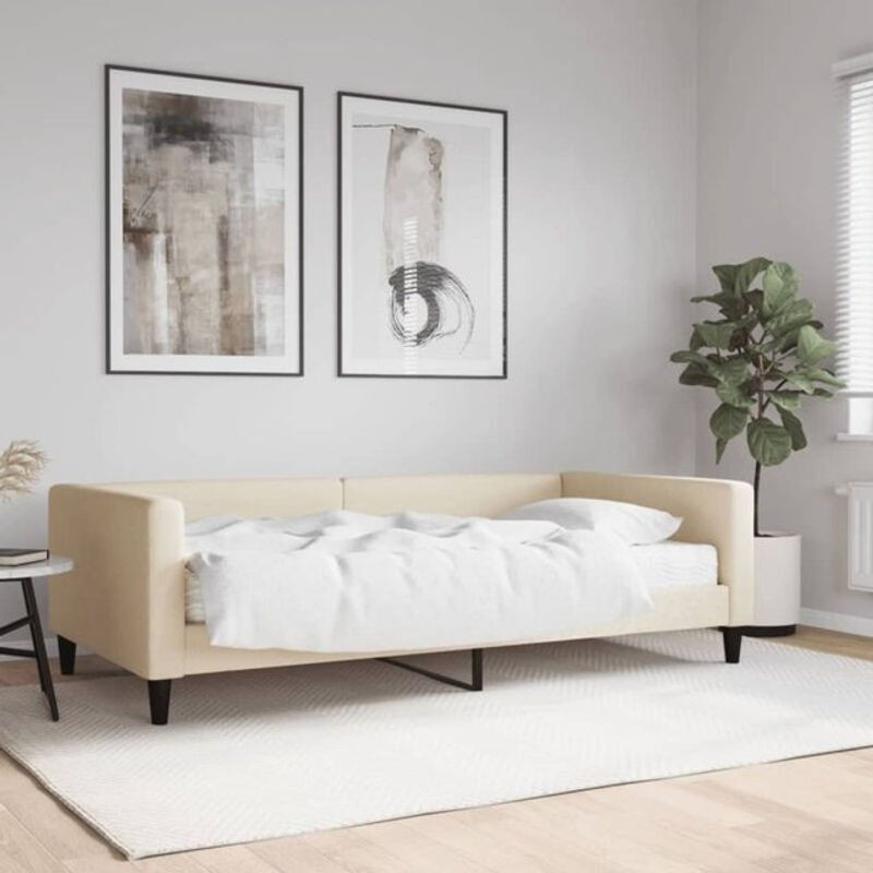 vidaxl Polsterbett Tagesbett mit Matratze aus Stoff und Metall in Beige, B/T/H: 200 x 100 x 68 cm - Bild 1