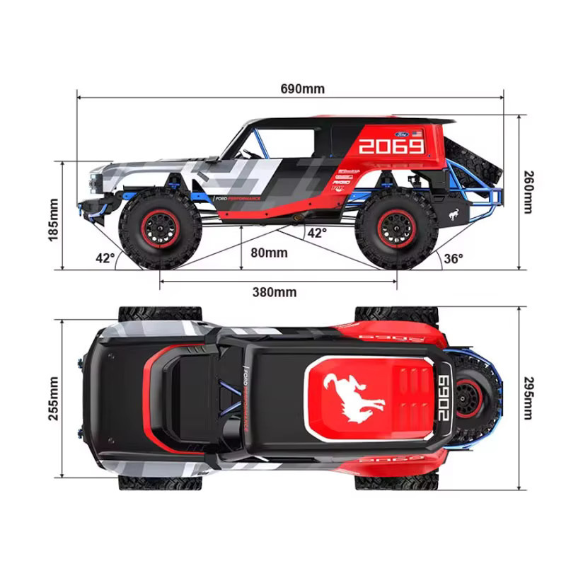 MJX Hyper Go MJX H8P, RC Ferngesteuertes Modellauto, Offroad-Kletterfahrzeug, 1/8 4WD 3S Bürstenlos - Bild 6