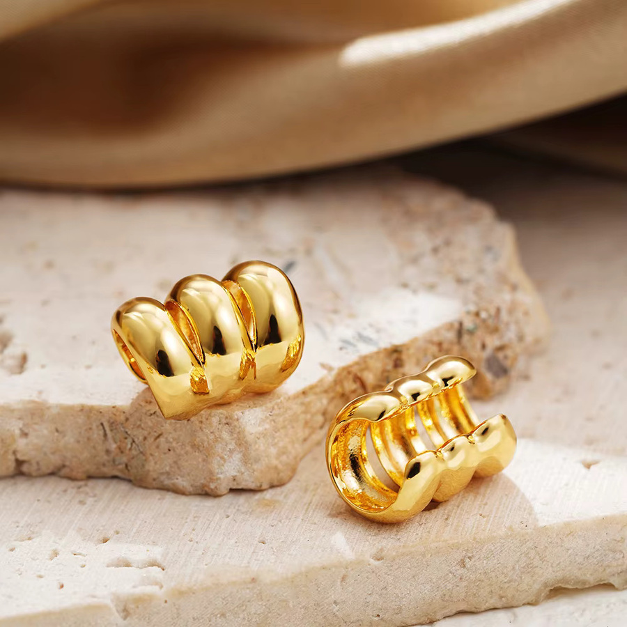 amofa Clip-Ohrring Edelstahl, Gold, Damen - Bild 2