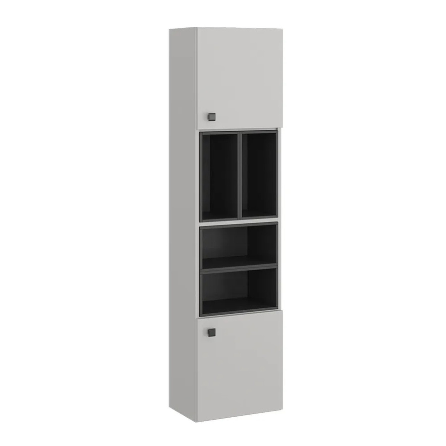 Vicco Hängeschrank Gerta Badmöbel in Grau-Schwarz mit 2 Türen und offenen Fächern, B: 37,5 cm, H: 150 cm - Bild 3