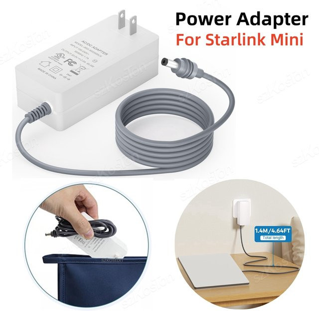 SZKOSTON Ersatz Netzteil für Starlink Mini, 60W Wandladegerät mit DC 30V 2A Ausgang, Farbe: Weiß - Bild 1