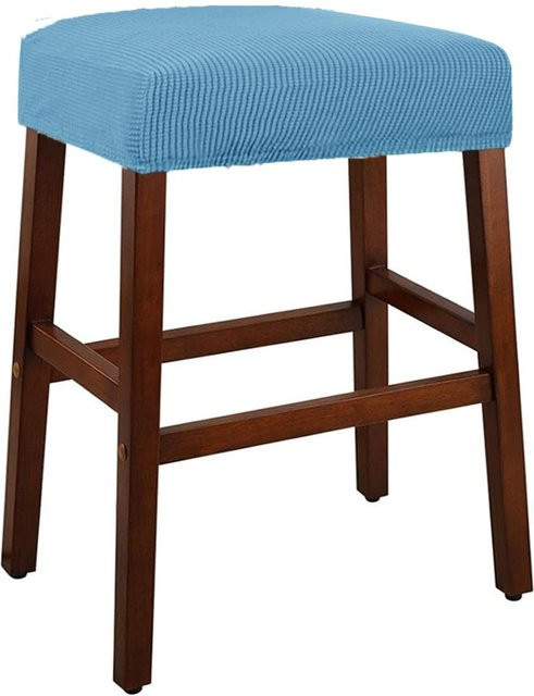 Yiran Furniture Barhockerbezug aus Jacquard in Blau, elastischer Sitzbezug für Schminkhocker und Tresenhocker - Bild 1