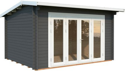 PALMAKO Gartenhaus Ines aus Fichte in Grau, lackiert, B/T/H: 434 x 379 x 250 cm - Bild 1