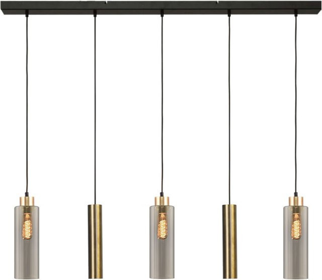 Masterlight Ortona 3/2 Pendelleuchte 5-flammig in Messing Antik-Gold mit transparentem Glas - Bild 1
