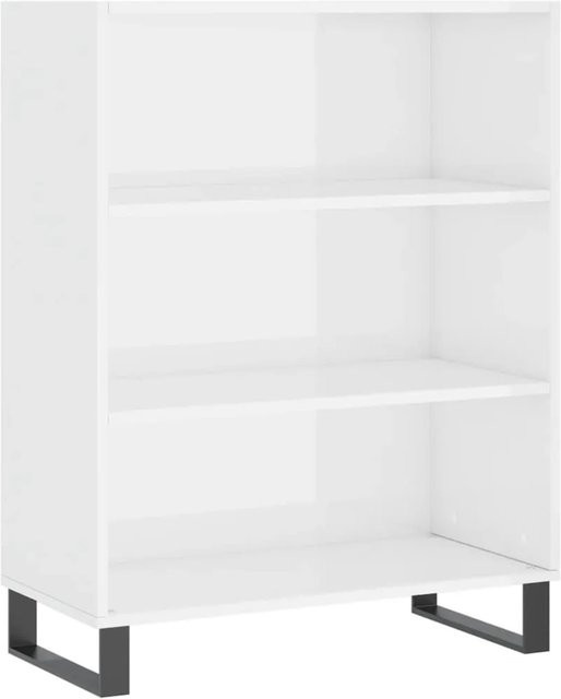 vidaXL Regalschrank in Hochglanz-Weiß, modernes Design aus Holzwerkstoff und Metall, B/T/H: 69,5 x 32,5 x 90 cm - Bild 1