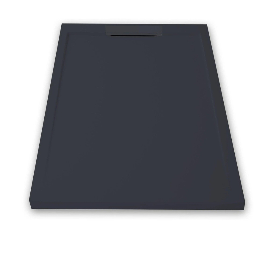 Mirlo Duschwanne Extra Flach Lux aus Mineralguss in Anthrazit mit Chrom Ablaufschutz B/B/H: 180 x 70 x 3 cm - Bild 2