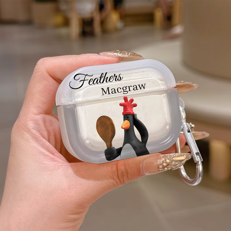 Potdemiel Silikonhülle im Wallace & Gromit Cartoon Design für AirPods 1 2 3 Pro & Pro 2, transparent - Bild 2