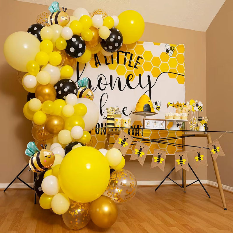 Bienen-Ballon-Girlanden-Set für Babyparty und Gender Reveal in Schwarz, Gelb und Weiß - Bild 4