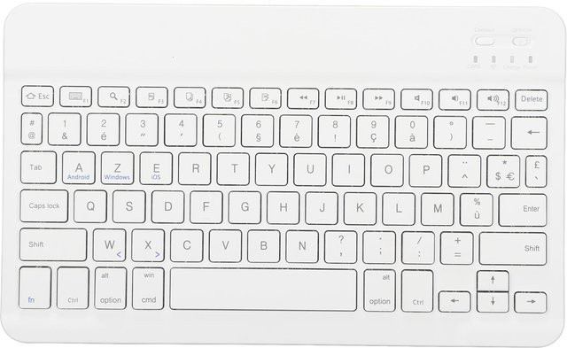 Igeteck Drahtlose Bluetooth Tastatur in Weiß mit Scissor-Mechanik und französischem AZERTY-Layout, wasserdicht und schlankes Design - Bild 1