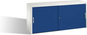 C+P Sideboard Acurado mit Schiebetüren, Front Enzianblau, Korpus Lichtgrau, H: 72 cm, B: 160 cm, T: 40 cm - Bild 1