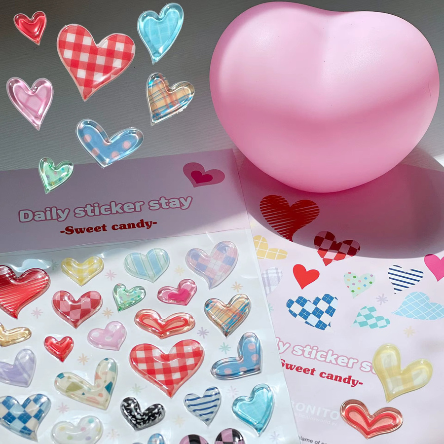 BONITO Süße Herz Liebe Aufkleber aus PVC für Scrapbooking und DIY Journaling, Mehrfarbig - Bild 3