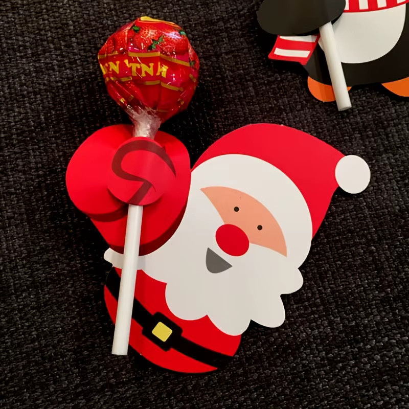 Weihnachten Lutscher Papierkarten mit Santa Claus, Pinguin und Schneemann als bunte Party Dekoration und Geschenkverpackung für Kinder - Bild 2