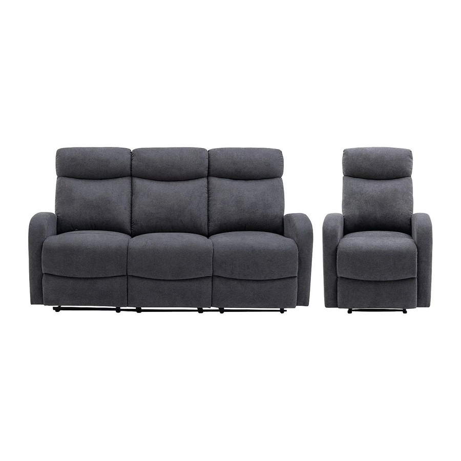 Vente-unique Couchgarnitur Evelyn in Grau bestehend aus 3-Sitzer-Sofa und Sessel mit Stoffbezug - Bild 2