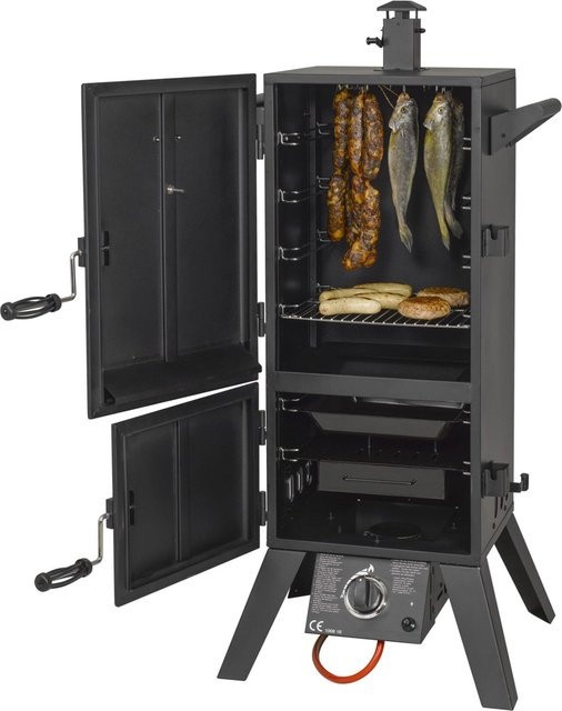 El Fuego Gas-Räuchergrill Portland XL in Black mit Thermometer und Wasserschale, B/T/H: 127,5 x 64 x 50 cm - Bild 1
