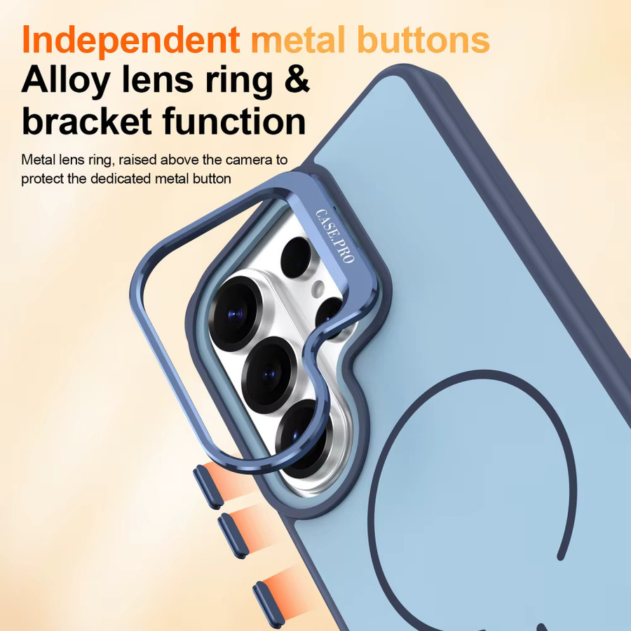 Magnetische Silikon Schutzhülle mit Ring-Objektivständer für Samsung S25 Ultra, S26 Plus und S24 FE, MagSafe kompatibel, stoßfest, in Orange oder Blau - Bild 6