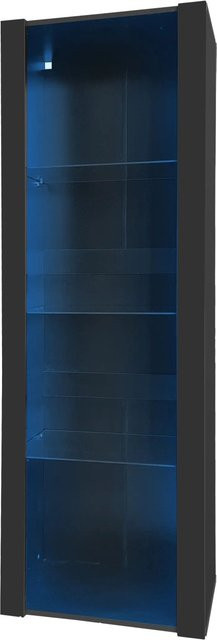 okwish Vitrine mit LED Beleuchtung und Glasböden in Schwarz, B/T/H: 55 x 38 x 166 cm - Bild 1