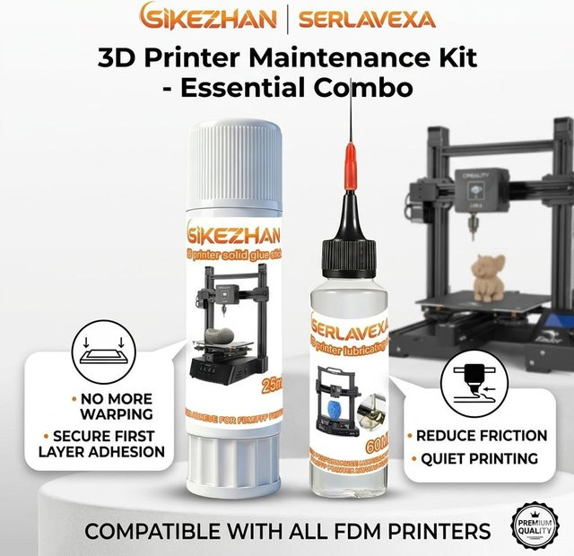 SIKEZHAN 3D-Drucker-Zubehör Set mit Bettkleber-Stift 25 ml und Schmieröl 60 ml für FDM-Drucker wie Ender 3 - Bild 1