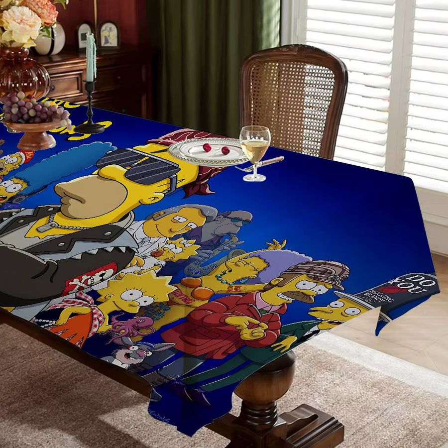 S-Simpson Wasserdichte rechteckige Tischdecke für Esszimmer und Partys - Bild 3