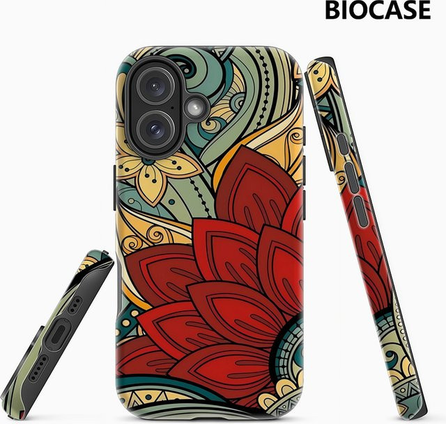 Handyhülle mit Blumenmotiv für Apple iPhone 11 bis iPhone 17 Pro Max Plus, doppelschichtige Rückseite, multicolour - Bild 1