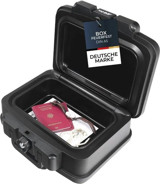 HMF Dokumentenbox DIN A5 feuerfest und wasserdicht in Schwarz, B/T/H: 38 x 16 x 28 cm - Bild 1