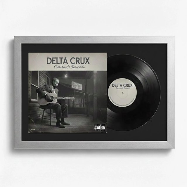 K-Möbel Schallplatten Rahmen Silber mit schwarzem Passepartout für Vinyl und Cover, B/H: 40 x 60 cm - Bild 1