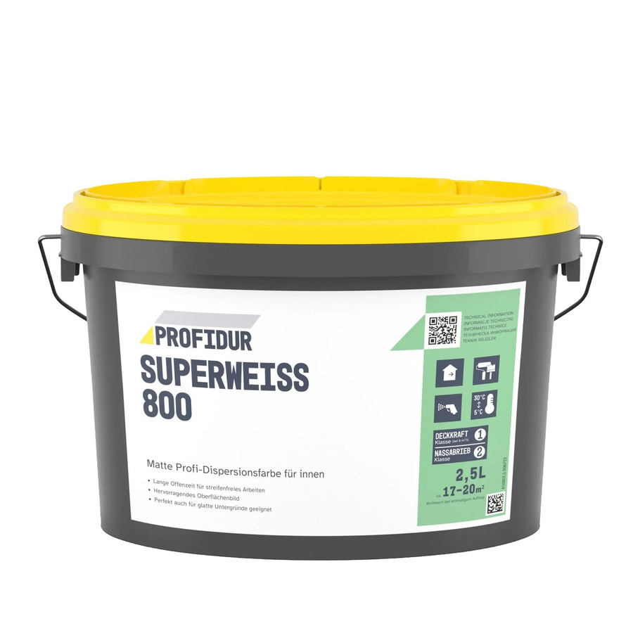 Profidur Superweiß 800 Dispersionsfarbe, Weiß, 2,5 l - Bild 2
