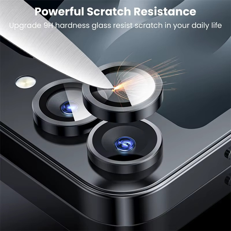 Metall-Ring-Kameraobjektivschutz für Samsung Galaxy Z Flip 7, 6, 5, 4 mit gehärteter Glasfolie in Schwarz - Bild 2