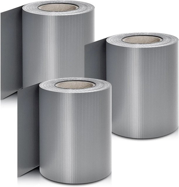 Juskys PVC Sichtschutzstreifen 3er Set Hellgrau blickdicht für Doppelstabmattenzäune - Bild 1