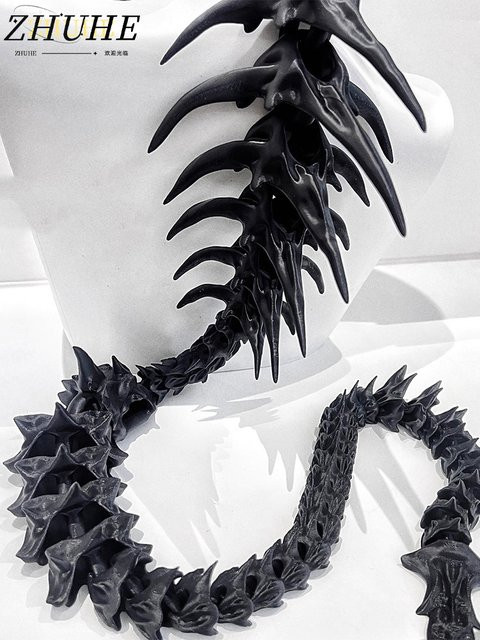 ZHUHE Halskette, schwarze Drachen-Wirbelsäule, Gothic-Punk, Unisex - Bild 1