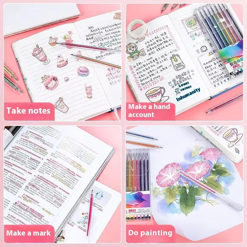 Glitzer-Gelstift-Set mit 1,0 mm Spitze in Multicolour für DIY-Kunst, Zeichnen und Tagebuchgestaltung - Bild 4