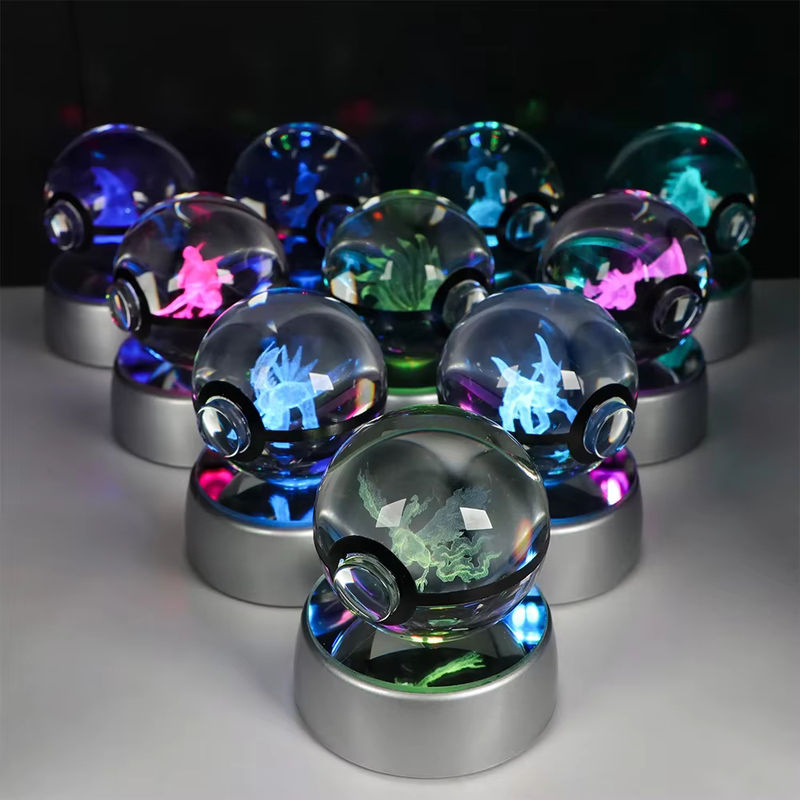 TAKARA TOMY Pokemon 3D Kristallkugel Pikachu Gengar Eevee Mewtwo, Spiel Pokeball, mit Led Nachtlicht - Bild 2