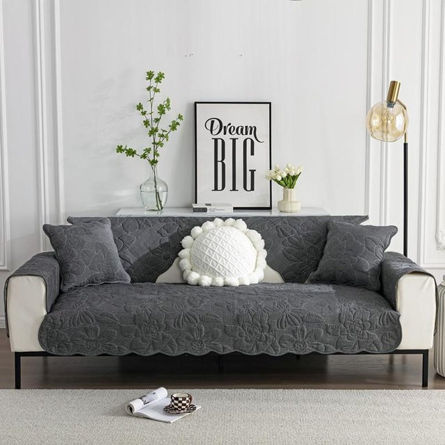 Four Seasons Universal-Sofakissen aus gewaschener Baumwolle mit gesteppter Stickerei, rutschfestes Sofakissen-Handtuch, B/B/H: 70 x 70 x 70 cm - Bild 1