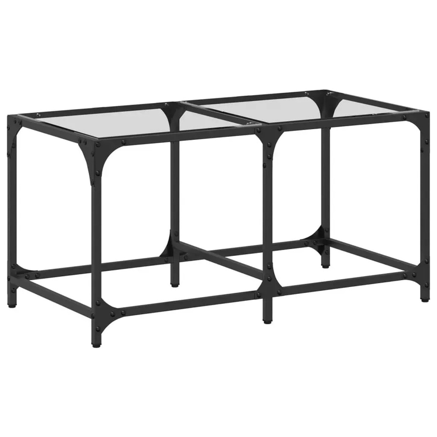 vidaXL Couchtisch modern mit Glasplatte und Stahlgestell, Transparent/Schwarz, B/T/H: 78,5 x 40 x 40 cm - Bild 2