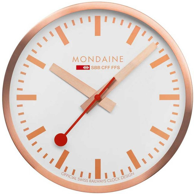 Mondaine Bahnhofsuhr A995.CLOCK.17SBK Wanduhr aus Metall in Gold, Weiß und Schwarz, Durchmesser: 40 cm - Bild 1