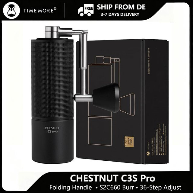 TIMEMORE Chestnut C3S Pro Manuelle Kaffeemühle in Schwarz mit klappbarem Griff und präziser Mahleinstellung - Bild 1