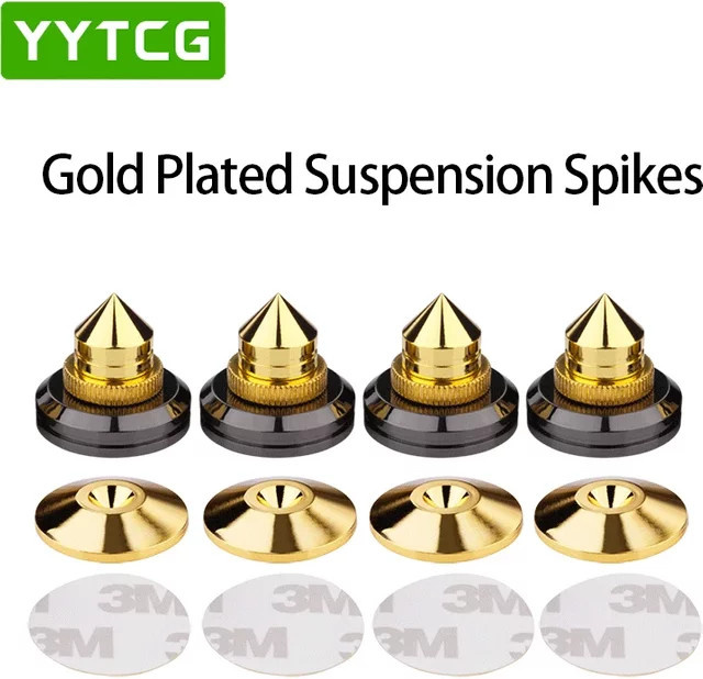 YYTCG Lautsprecher Ständer Füße aus reinem Kupfer in Gold, 4er Set Spikes und Kegel, M28 x 26 mm - Bild 1