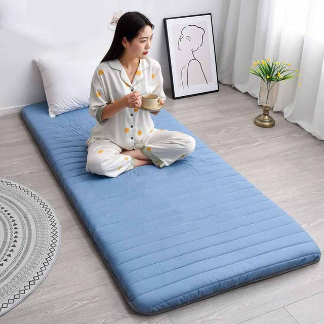WTEMPO Matratzenauflage Steppdecke mit Wolle und Polyester, Blau, B/T: 120 x 200 cm - Bild 1